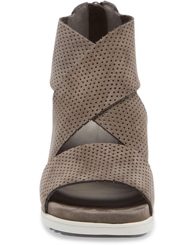 Eileen Fisher Voice Wedge Sandal In Graphite Tumbled Nubuck At Nordstrom Rack - Brown