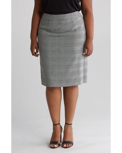 Calvin Klein Glen Plaid Pencil Skirt - Gray