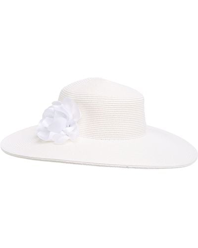 BCBGMAXAZRIA Rosette Boater Hat - White