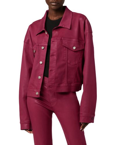 Hudson Jeans Brea Coated Denim Trucker Jacket - Red