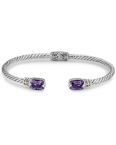 Samuel B. Sterling Silver & 18k Gold Amethyst Bangle Bracelet - Purple