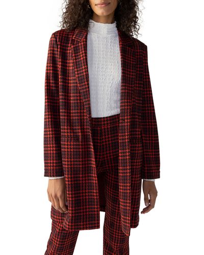 Sanctuary Carly Plaid One-button Coat - Red