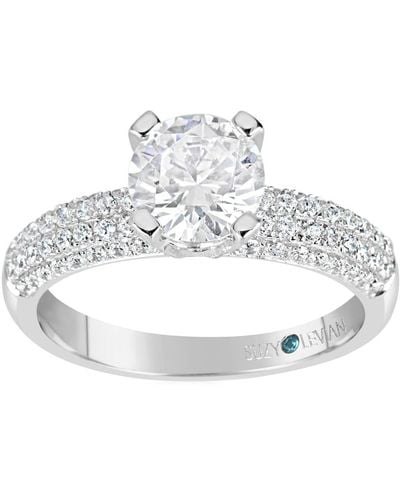 Suzy Levian Bridal Pavé Cz Sterling Silver Engagement Ring - White