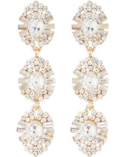Cara Crystal Linear Drop Earrings - White