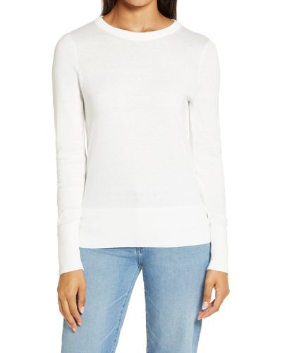 Halogen® Crewneck Sweater - White