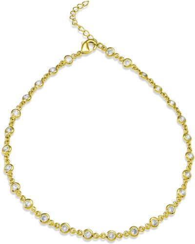 Savvy Cie Jewels 18k Gold Plated Cz Station Anklet - Yellow