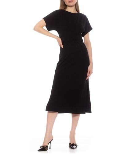 Alexia Admor Cairo Short Sleeve Crossover Waist Midi Dress - Black