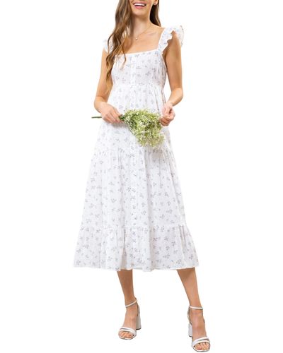 Blu Pepper Floral Cap Sleeve Fit & Flare Dress - White