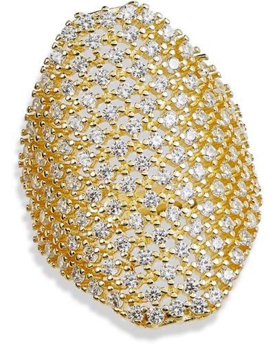 Savvy Cie Jewels 18k Gold Plated Sterling Silver Pavé Cubic Zirconia Ring - Metallic