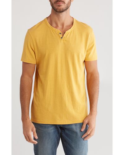 Lucky Brand Button Notch Neck T-shirt - Yellow