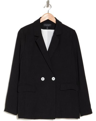 Laundry by Shelli Segal Airflow Double Breasted Blazer - Black