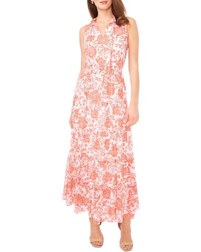 Halogen® Floral Tiered Smocked Waist Maxi Dress - Pink