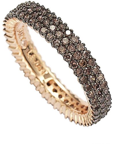 Suzy Levian 14k Rose Gold Plated Micro-pave Brown Cz Eternity Band Ring - Metallic
