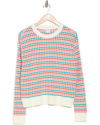 Melrose and Market Stitched Sweater In Ivory- Pink Combo At Nordstrom Rack - Red