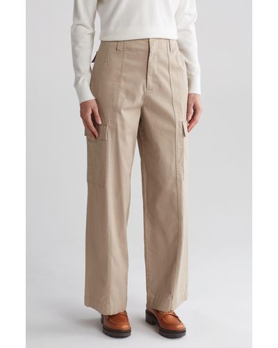 Calvin Klein High Waist Wide Leg Cargo Pants - Natural