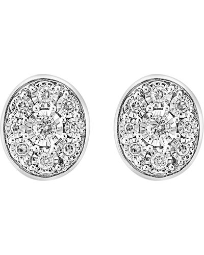 Effy Sterling Silver Diamond Oval Stud Earrings - Metallic