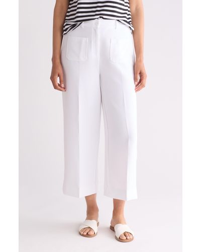 Adrianna Papell Pocket Wide Leg Pants - White