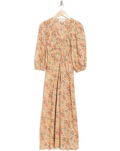 The Great The Brook V-neck Long Sleeve Dress - Natural