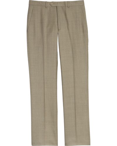 Santorelli Luxury Flat Front Wool Dress Pants In Taupe At Nordstrom Rack - Natural