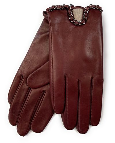Bruno Magli Chain Link Leather Gloves - Purple
