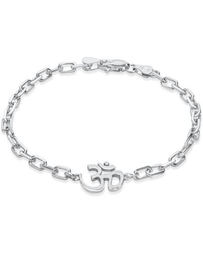 Liza Schwartz Sterling Silver Om Chain Bracelet - Metallic