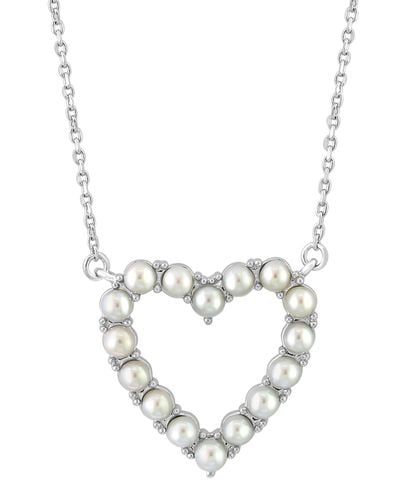 Effy Sterling Silver Cultured Pearl Heart Pendant Necklace - White