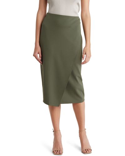 Nordstrom Microstretch Faux Wrap Pencil Skirt - Green