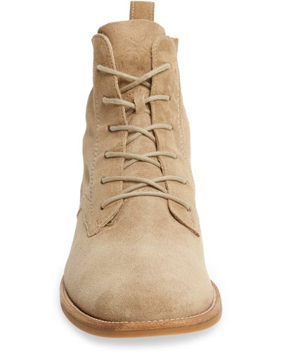 Paul Green Harrison Lace-up Bootie In Grain Soft Suede At Nordstrom Rack - Natural