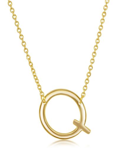 Simona Gold Plated Sterling Silver Sideways Initial Necklace - Metallic