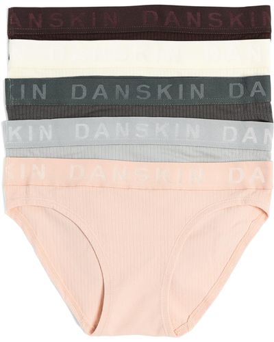 Danskin 5-pack Jacquard Rib Bikinis - White
