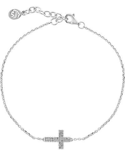 Effy Sterling Silver Pavé Diamond Cross Bracelet - White