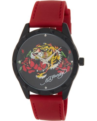 Ed Hardy X Silicone Strap Watch - Red