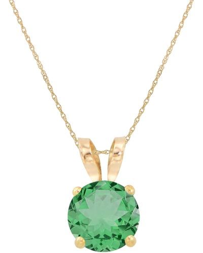 CANDELA JEWELRY 10k Yellow Gold Created Gemstone Pendant Necklace - Green