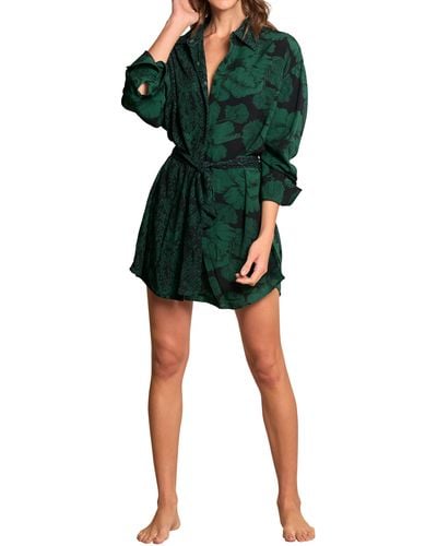 Maaji Dahlia Andrea Long Sleeve Cover-up Dress - Green