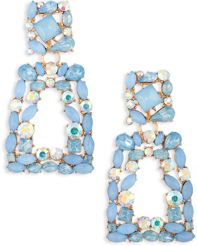 Tasha Crystal Geometric Drop Earrings - Blue