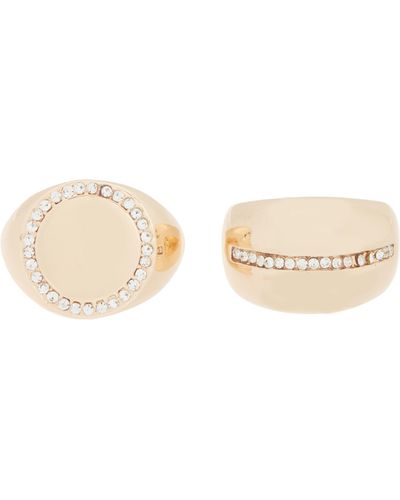 Nordstrom 2-pack Crystal Bubble & Signet Rings - Natural