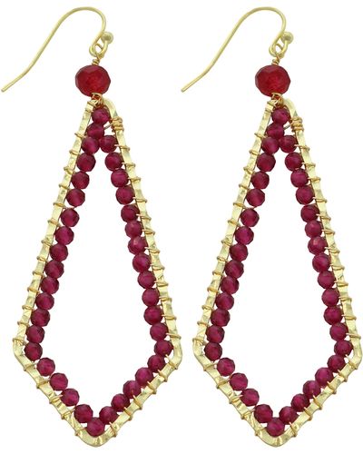 Panacea Magenta Crystal Drop Earrings - Red