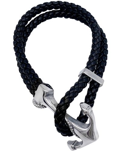 Adornia Water Resistant Anchor Braided Leather Bracelet - Metallic