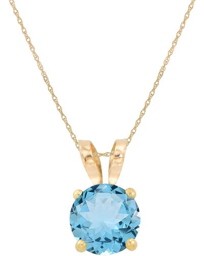 CANDELA JEWELRY 10k Yellow Gold Created Aquamarine Pendant Necklace - Blue