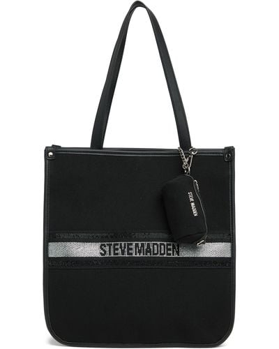 Steve Madden City Canvas Tote With Removable Pouch - Black