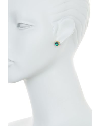 Kate Spade Gold-tone Bezel Set Crystal Stud Earrings - Green