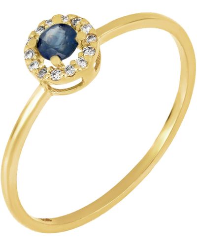 Bony Levy 18k Yellow Gold Diamond Halo Sapphire Center Ring - Metallic