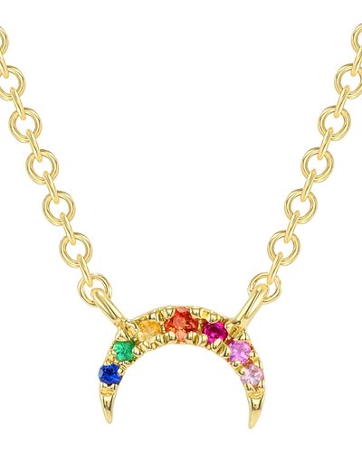 Ron Hami 14k Gold Rainbow Gemstone Crescent Pendant Necklace - Metallic