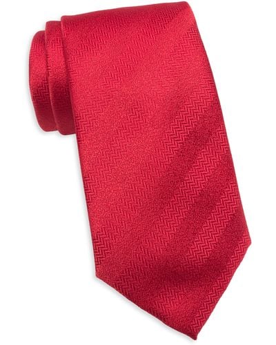 Tommy Hilfiger Herringbone Solid Stripe Tie - Red
