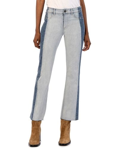 Kut From The Kloth Kelsey Fab Ab High Waist Raw Hem Ankle Flare Jeans - Blue