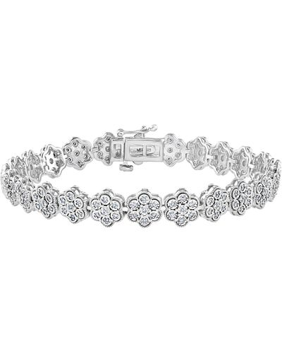 Effy Silver Flower Diamond Bracelet - White