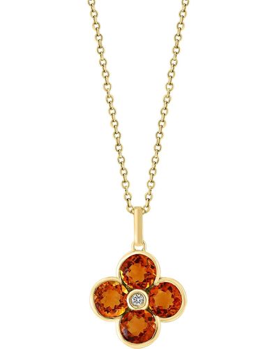 Effy 14k Yellow Gold Semiprecious Stone & Diamond Flower Pendant Necklace - Metallic