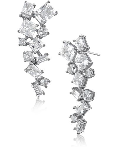 CZ by Kenneth Jay Lane Emerald Cut Cz Drop Earrings - Metallic