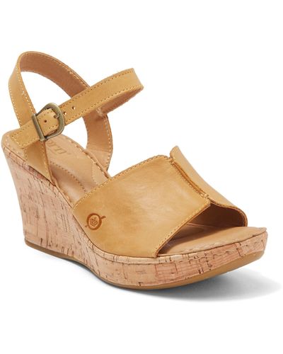 Børn Agnio Open Toe Faux Cork Wedge Sandal In Yellow F/g At Nordstrom Rack - Multicolor