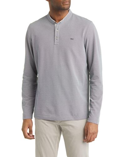 Brax Pavel Two-tone Easy Care Long Sleeve Henley - Gray
